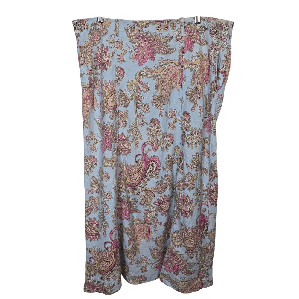 Tommy Hilfiger Womens 16 Linen Paisley Maxi Skirt Blue Pink Floral Y2K 2004